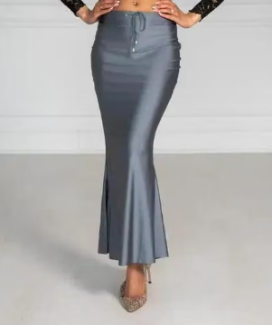 Women Cotton Petticoat Seamless | Saree Underskirt Inner Wear |Dark Grey Colour Free Size | Adjustable Drawstring | Party & Wedding Wear