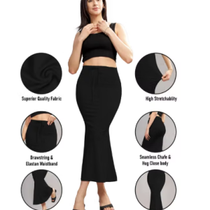 Women Cotton Petticoat Seamless | Saree Underskirt Inner Wear | Black Colour Free Size | Adjustable Drawstring | Party & Wedding Wear