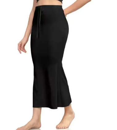 Women Cotton Petticoat Seamless | Saree Underskirt Inner Wear | Black Colour Free Size | Adjustable Drawstring | Party & Wedding Wear - Image 3