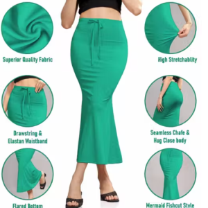 Women Cotton Petticoat Seamless | Saree Underskirt Inner Wear | Cyan Colour Free Size | Adjustable Drawstring | Party & Wedding Wear