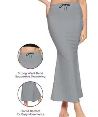 Women Cotton Petticoat Seamless | Saree Underskirt Inner Wear | Grey Colour Free Size | Adjustable Drawstring | Party & Wedding Wear