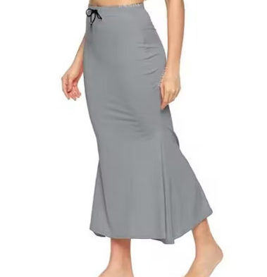 Women Cotton Petticoat Seamless | Saree Underskirt Inner Wear | Grey Colour Free Size | Adjustable Drawstring | Party & Wedding Wear - Image 3