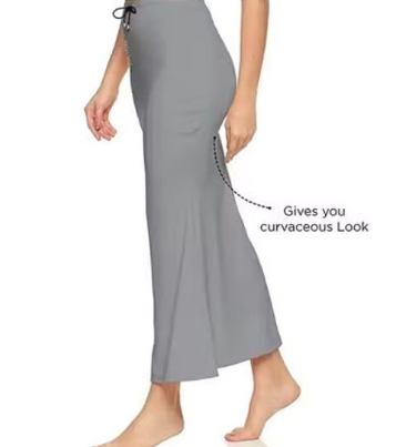 Women Cotton Petticoat Seamless | Saree Underskirt Inner Wear | Grey Colour Free Size | Adjustable Drawstring | Party & Wedding Wear - Image 4