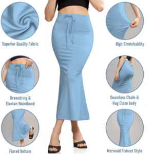 Women's Classic Fishcut Lycra Blend Smooth & Stretchable Saree Petticoat || Comfort Fit Petticoat With Drawstring || Saree Shapewear Seamless & Slim Fit Petticoat."