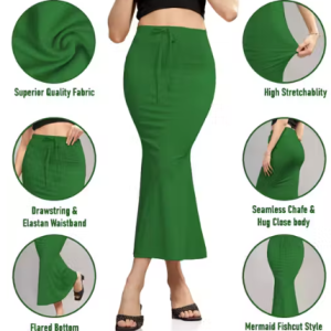 Women Cotton Petticoat Seamless | Saree Underskirt Inner Wear | Pasi Green Colour Free Size | Adjustable Drawstring | Party & Wedding Wear