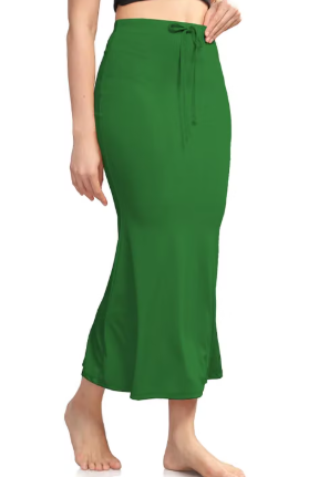 Women Cotton Petticoat Seamless | Saree Underskirt Inner Wear | Pasi Green Colour Free Size | Adjustable Drawstring | Party & Wedding Wear - Image 3