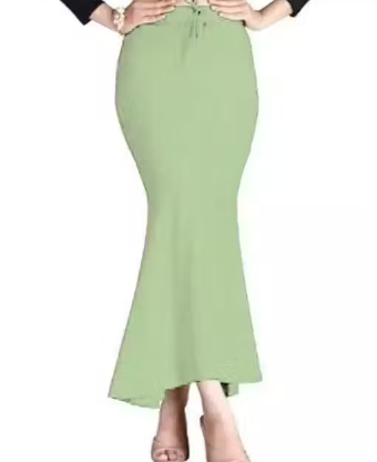 Women Cotton Petticoat Seamless | Saree Underskirt Inner Wear | Pista Green Colour Free Size | Adjustable Drawstring | Party & Wedding Wear - Image 3