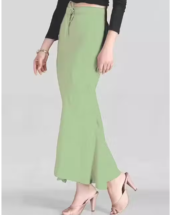 Women Cotton Petticoat Seamless | Saree Underskirt Inner Wear | Pista Green Colour Free Size | Adjustable Drawstring | Party & Wedding Wear - Image 2