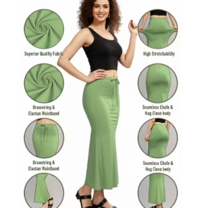 Women Cotton Petticoat Seamless | Saree Underskirt Inner Wear | Pista Green Colour Free Size | Adjustable Drawstring | Party & Wedding Wear