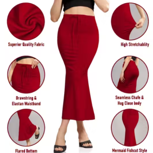 Women Cotton Petticoat Seamless | Saree Underskirt Inner Wear | Red Colour Free Size | Adjustable Drawstring | Party & Wedding Wear