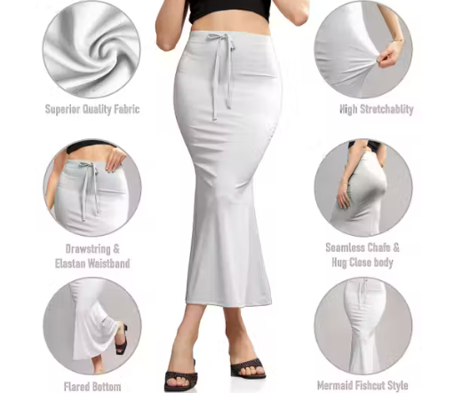 Women Cotton Petticoat Seamless | Saree Underskirt Inner Wear | White Colour Free Size | Adjustable Drawstring | Party & Wedding Wear